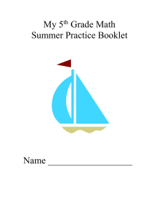 My 5 Grade Math Summer Practice Booklet