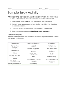 Sample Essay Activity