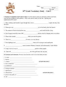 10 Grade Vocabulary Study  – Unit 5