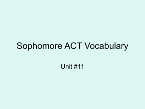 Sophomore ACT Vocabulary Unit #11