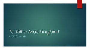 To Kill a Mockingbird UNIT 2 VOCABULARY