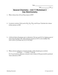 – Unit 11 Worksheet 2 General Chemistry Gas Stoichiometry