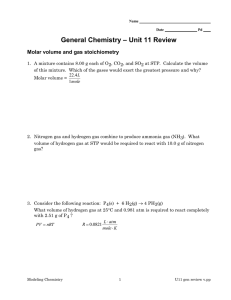 – Unit 11 Review General Chemistry Molar volume and gas stoichiometry