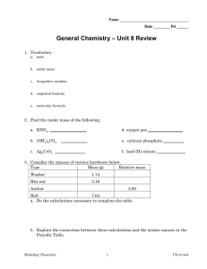 – Unit 8 Review General Chemistry