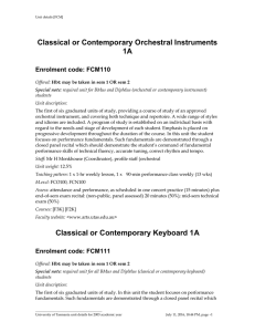 Classical or Contemporary Orchestral Instruments 1A Enrolment code: FCM110