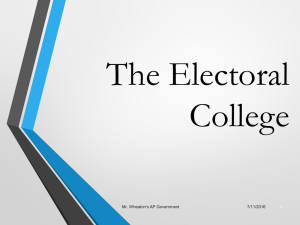 The Electoral College Mr. Wheaton’s AP Government 7/11/2016