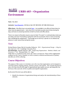 URBS 603—Organization Environment