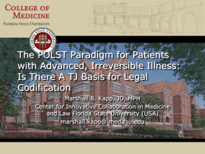 The POLST Paradigm for Patients with Advanced, Irreversible Illness: Codification