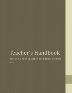Teacher’s Handbook  Denton ISD Adult Education and Literacy Program