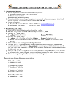 MIDDLE SCHOOL CROSS COUNTRY 2013 POLICIES