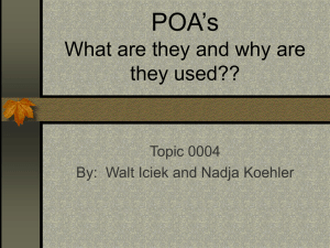 POA’s What are they and why are they used?? Topic 0004