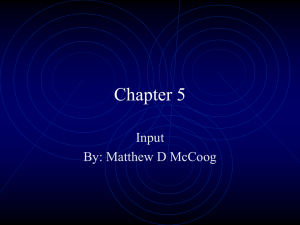 Chapter 5 Input By: Matthew D McCoog