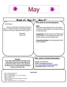 Week of: May 2 – May 6 nd