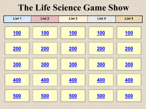 The Life Science Game Show 100 200 300