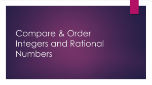 Compare &amp; Order Integers and Rational Numbers