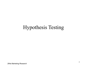 Hypothesis Testing 1 264a Marketing Research