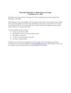 The Office of Congresswoman Lois Capps (CA-24) is accepting resumes... Washington, DC office. Internship Opportunity Available in Rep. Lois Capps’