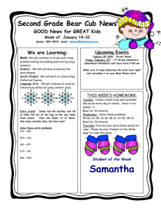 Second Grade Bear Cub News GOOD News for GREAT Kids Upcoming Events