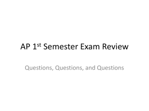 AP 1 Semester Exam Review Questions, Questions, and Questions st