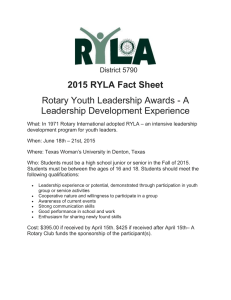 2015 RYLA Fact Sheet Rotary Youth Leadership Awards - A