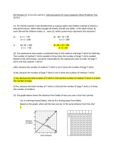 KEY Review Ch. -Solving Systems of Linear Equations Word Problems Test
