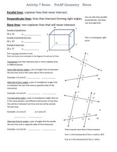 Activity 7 Notes     PreAP Geometry  ... Parallel lines Perpendicular lines Skew lines
