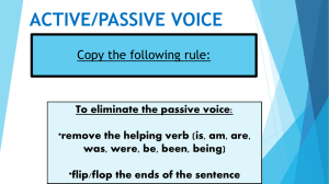 ACTIVE/PASSIVE VOICE Copy the following rule: