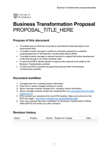 Business Transformation Proposal PROPOSAL_TITLE_HERE Purpose of this document