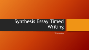 Synthesis Essay Timed Writing 55 minutes