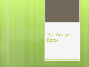 The Analysis Essay