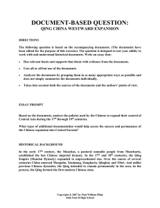 DOCUMENT-BASED QUESTION: QING CHINA WESTWARD EXPANSION