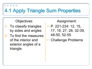 4.1 Apply Triangle Sum Properties