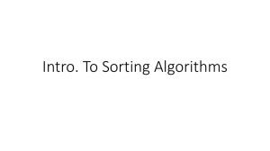 Intro. To Sorting Algorithms