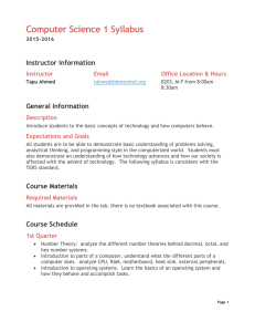 Computer Science 1 Syllabus Instructor Information General Information Instructor