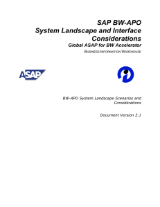 SAP BW-APO System Landscape and Interface Considerations Global ASAP for BW Accelerator