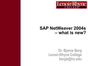 SAP NetWeaver 2004s – what is new? Dr. Bjarne Berg Lenoir-Rhyne College