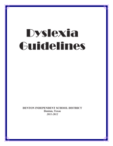 Dyslexia Guidelines DENTON INDEPENDENT SCHOOL DISTRICT