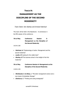 T H: MANAGEMENT AS THE DISCIPLINE OF THE SECOND