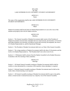 BYLAWS OF THE LAKE SUPERIOR STATE UNIVERSITY STUDENT GOVERNMENT