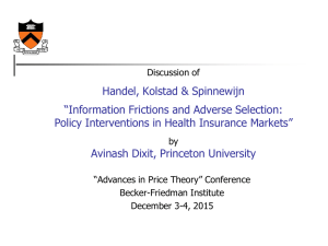 Handel, Kolstad &amp; Spinnewijn “Information Frictions and Adverse Selection: