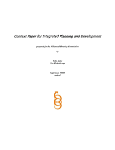 Context Paper for Integrated Planning and Development  by