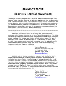 COMMENTS TO THE  MILLENIUM HOUSING COMMISSION