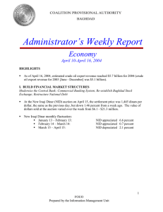 Administrator’s Weekly Report Economy April 10-April 16, 2004