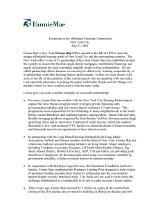 Testimony to the Millennial Housing Commission New York City July 23, 2001
