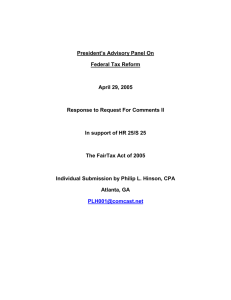 President’s Advisory Panel On Federal Tax Reform April 29, 2005