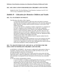 SEC. 1032. EDUCATION FOR HOMELESS CHILDREN AND YOUTHS.