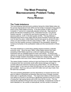 The Most Pressing Macroeconomic Problem Today By Penny Wickman