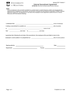 Internal Secondment Agreement  January 2011 Version 1