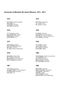 University of Manitoba Rh Award Winners, 1973 - 2013 1973 1974 1975