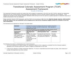 Transitional Colorado Assessment Program (TCAP) Assessment Framework Grade 6 Writing